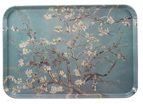 BQQB 茶托 おしゃれ 盛器 ガラス皿 小物入れ ヴィンテージ花柄アート メラミン 茶道具 お皿 小皿 豆皿 カフェ ティー 中国茶器 急須置き お洒落 北欧 おしゃれ 茶席 お盆 長方形 トレイ ガラス 小物入れ 茶道具 (L,グリーン)