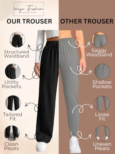 Image of Leriya Fashion High Waist Trousers for Women - Flared Korean Style Formal Pants | Elegant Workwear for Office, College & Events (Available in Plus Size