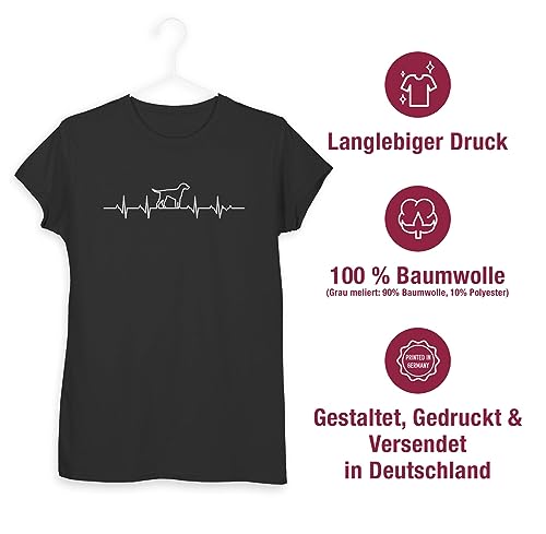 Shirt Damen - Geschenk für Hundebesitzer - Herzschlag Hund - M - Schwarz - Tshirt hundemama hundeshirts hundefan herzlinie t-Shirts Hundehalter hundeshirt Hundefans Hunde Shirts hundemotiv mit