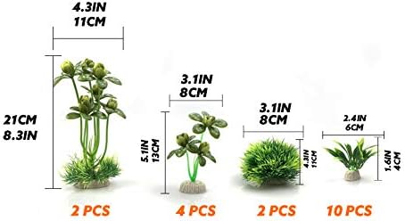 BEGONDIS Artificial Green Water Plants Flower Set 18 Pcs, Fish Tank Aquarium Decorations, Made of Soft Plastic
