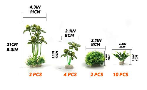 Begondis Artificial Green Water Plants Flower Set 18 Pcs, Fish Tank Aquarium Decorations, Made Of Soft Plastic #TOP4