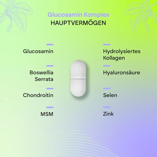 Glucosamin Chondroitin, MSM und Kollagen mit Hyaluronsäure, Boswellia, Selen und Zink – 120 Tabletten Glucosamin Complex Nutralie