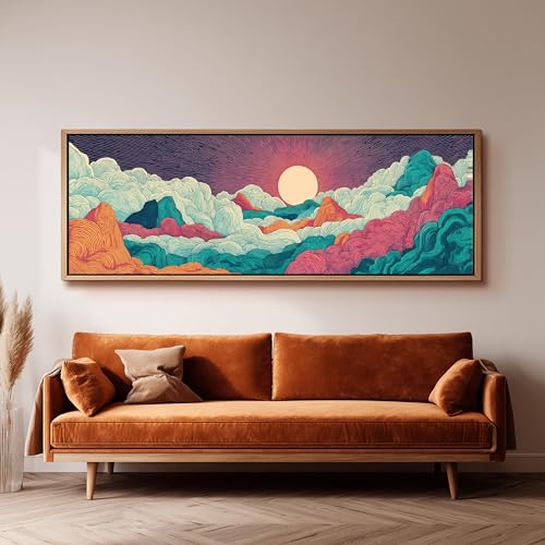 Impression panoramique de montagne sur toile avec cadre interieur durable - 3