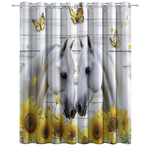 Rideau opaque thermique motif cheval blanc finitions soignées - 6