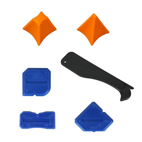 Image of Silicone Caulking Tool Set, 6 Piece Seam Finishing Applicator, Reusable Sealant Tools for Kitchen and Bathroom