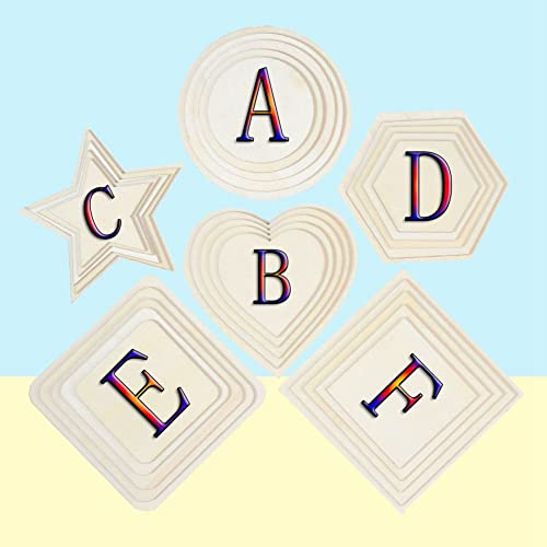 200Pcs Unfinished Wood Cutout Hexagon Shape For Crafts, Various Sizes Hexagon Wood Pieces Unfinished Blank Wood Slice Tiles With Double-Sided Tape And Twine For Home Decoration #TOP6