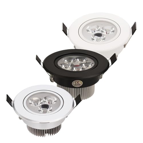 eufeifeiegds �����@�\�t��LED�_�E�����C�g 3W 4W 5W �X�|�b�gLED AC110V 220V �T���f�B�V���o�[�z���C�g �u���b�N�{�f�B �n�E�X �i�`�������f�C���C�g �E�H�[���s���A�z���C�g(Pure White,White Shell