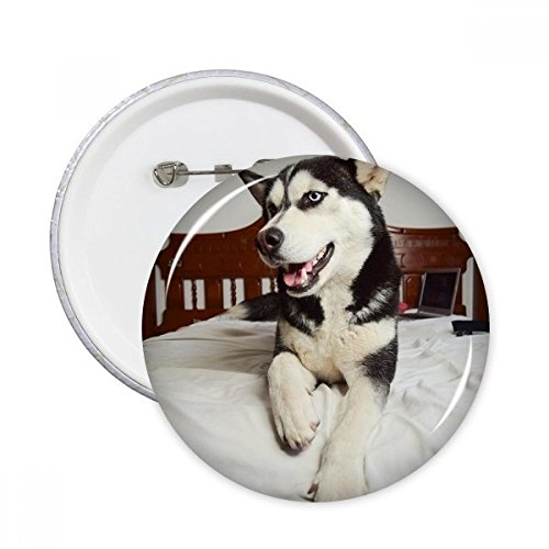 Badge bouton Husky animaux multicolore petit format pour customisation textile