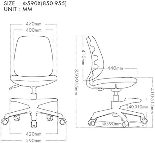 Chaise de bureau à dossier bas réglable siège pivotant gris clair - 4