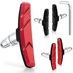 2 Pairs of Universal Bicycle Brake Pads, 70mm V Brake Pads, Mountain Bike Brake Blocks with Hex Nuts and Washers, Comes with 1 L-Shaped Hex Wrench for Installation and Removal