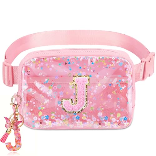 Image of Initial Fanny Pack for Girls - Belt Bag for Teens Kid Teen Girl Kid Birthday Gift Pink J