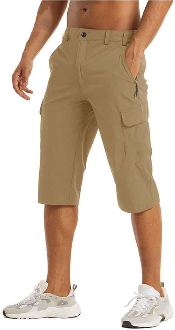 Suwequest Summer Quick Dry Pants Men's Casual Mult-Pocket Lightweight Shorts Outdoor Hiking Tactical Cargo Pants