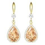 Orecchini pendenti con diamanti artificiali per donna: questi orecchini alla moda presentano un design a lampadario a goccia con cristalli di zirconia a forma di goccia a forma di cubo che catturano magnificamente la luce.