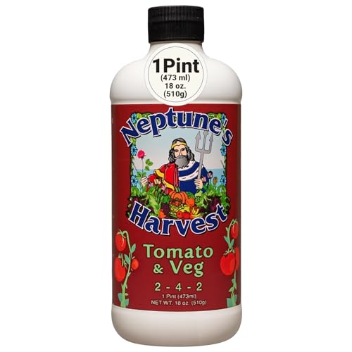 Neptune’s Harvest Organic Tomato & Vegetable Plant Fertilizer (2-4-2) - Liquid Plant Food w/Fresh...