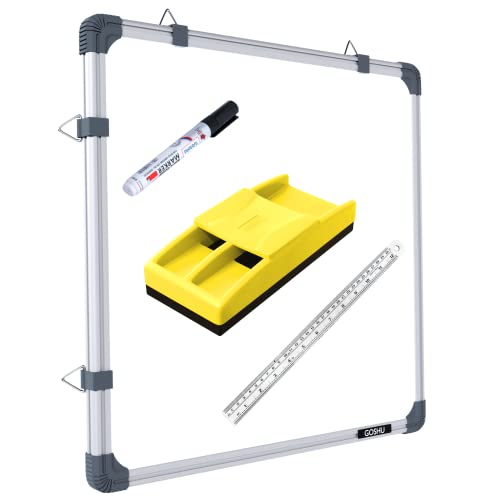 Image of GOSHU Non Magnetic 2 feet x2 feet Double Sided White Board and Chalk Board Both Side Writing Boards Includes Non-Magnetic Duster, One Black Ink Marker and 30cm Scale (2x2 feet, Pack of 4 Items)