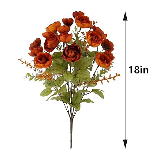 18\" Orange Ranunculus Deluxe Bush by Ashland® - Artifical Fall Florals for Crafting and Home Decor