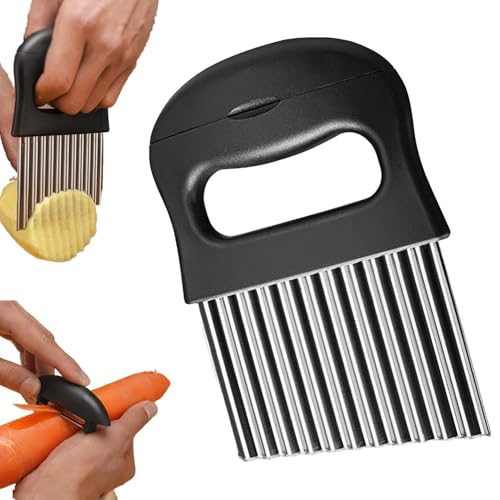 Cortador plisado de verduras, cortador plisado de patatas, Cortador de papel de acero inoxidable, Herramienta para pelar el corte ondulado Cortadora de patatas fritas