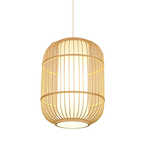 Lustre en rotin naturel japonais idéal pour illuminer chaleureusement votre salon