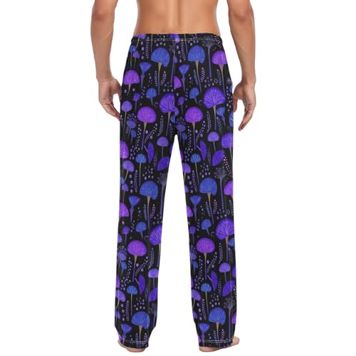 Men's Pajama Pants,Neon Mushrooms Lounge Lightweight Sleep Bottoms Pants with Pockets Size S-XXL2