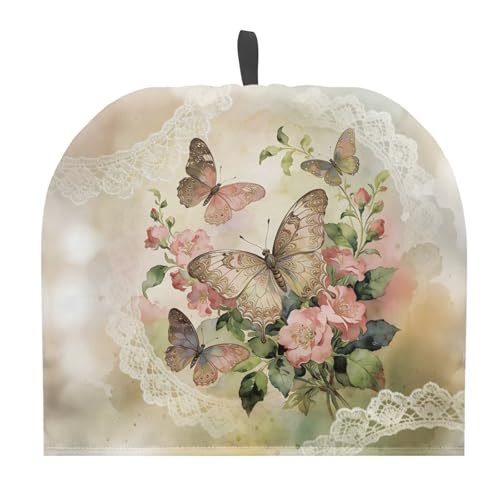 Image of Vintage Butterfly Print Tea Pot Cover Teas Cosy Insulated Tea Cozies Home Kitchen Decoration Teapot Dust Cover Warming Tea Kettle Quilt Creative Gifts for Banquet