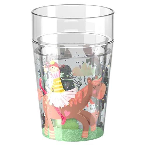 HABA Glitzerbecher Prinzessin auf Pferd Kinderbecher mit funkelndem Glitzer-Effekt perfekt für Wasser Saft & Tee Praktisch für kleine Hände 2012447004