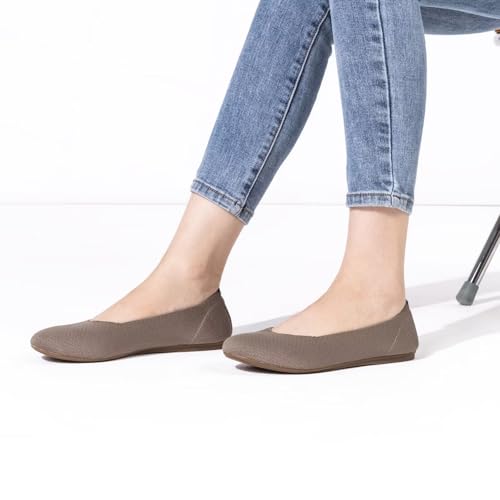 Image of Frank Mully Women's Ballet Flat Shoes Knit Dress Shoes Round Toe Slip On Ballerina Flats for Woman Low Wedge Comfort Soft