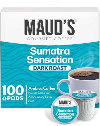 Image of Maud's Sumatra Coffee Pods, 100 ct, Dark Roast Coffee in Single Serve Pods - 100% Arabica Coffee, Compatible with Keurig K Cups Maker
