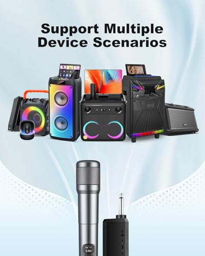 LUVUMVLT Wireless Microphone, Dual Handheld Dynamic Mic with Rechargeable Receiver, 40H Duration, 200ft Range, Plug and Play, Karaoke Microphone for Singing, Karaoke, Meeting, Church, Wedding