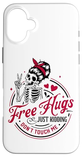 Free Hugs Don't Touch Me 楽しいユーモア スマホケース iPhone 16 Plus 用