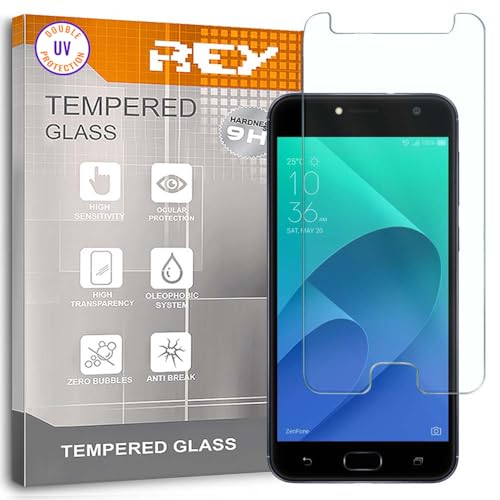 REY Protector de Pantalla para ASUS ZENFONE 4 Selfie Pro ZD552KL, Cristal con Doble Protección UV, Vidrio Templado Premium 9H+