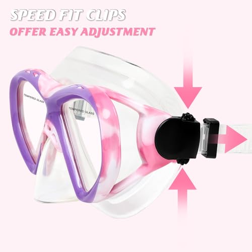 Image of Kids Swim Goggles Snorkel Diving Mask for Boys Girls Ages 5-15, Anti-Fog Swimming Goggles with Nose Cover