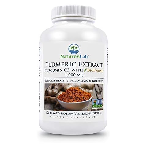 Nature's Lab Turmeric Curcumin C3 Complex 1000mg - Turmeric Extract 1000mg & BioPerine 5mg Standardized to 95%, Promotes Cardiovascular, Immune, Joint, Skin Health - 120 Capsules (60 Day Supply) Cover