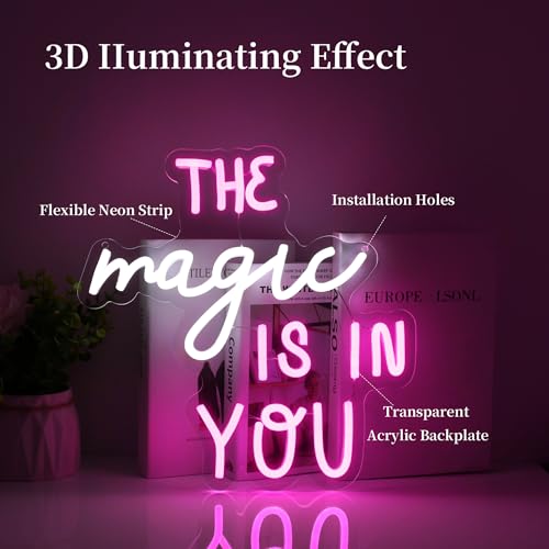 Image of The Magic Is In You Neon Sign Led Neon Lights Neon Signs for Wall Decor Light Up Sign for Birthday Party Club Gift