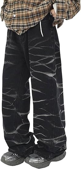 Y2k Baggy Jeans dla mężczyzn Vintage Denim Jeans Szerokie nogawki Spodnie na deskorolkę Luźny krój Hip Hop Skater Jeans