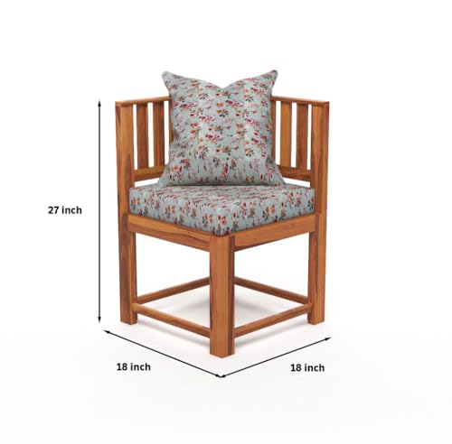 Image of Solid Sheesham Wood Dining Chair Set of 2 | Wooden Arm Chairs with Cushion | Living Room Chair | Dining Table Chair | Modern Wooden Furniture (Honey Finish)
