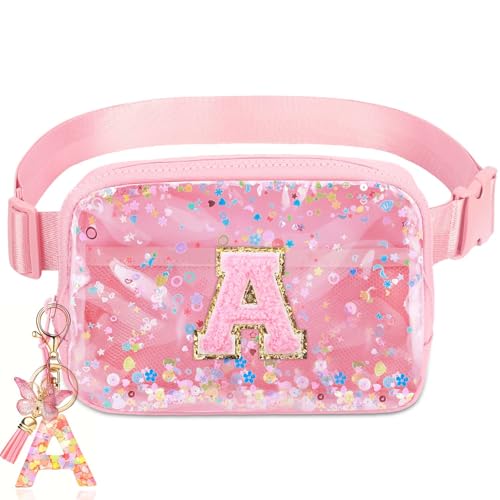 Image of Initial Fanny Pack for Girls - Belt Bag for Teens Kid Teen Girl Kid Birthday Gift Pink A