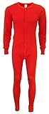 Indera - Mens Long Sleeve Union Suit, Red, 865 19255-Small