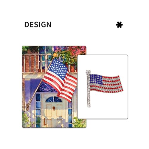 Image of Rhinestone USA Flag Brooch Pin for Women Men Shiny Crystal 4th of July American Patriotic Medal Brooches Dress Accessories Independence Presidential Election Day