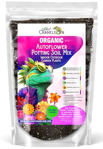 Organic Autoflower Potting Soil Mix – Ready-to-Use Living Soil, No Fertilizers Needed – Balanced Nutrients, Light Texture, Excellent Drainage, Boosts Germination & Root Growth (1 Quart)