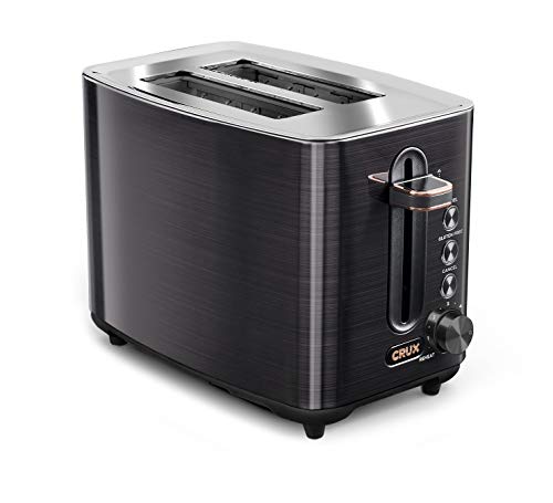 Crux 2-Slice Toaster With 6 Setting Shade Control, Black Stainless Steel #TOP19