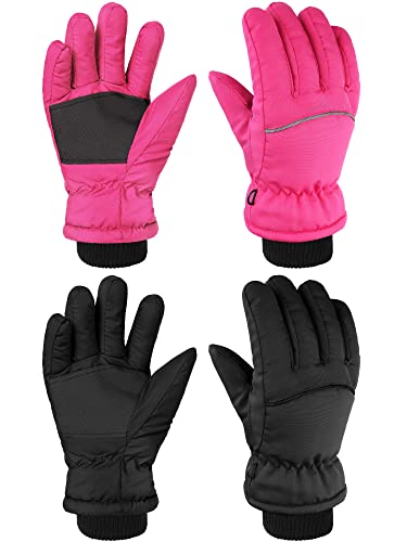 SATINIOR 2 Pairs Kids Thick Ski Gloves Winter Warm Snow Gloves for Child