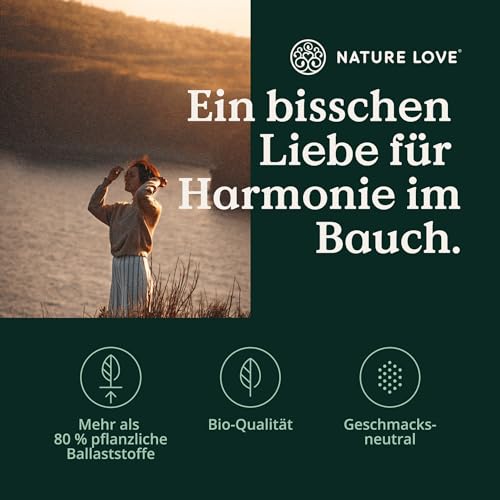 NATURE LOVE® Bio Akazienfaser Pulver – 360 Gramm – 80% Ballaststoffe, löslich, geschmacksneutral & vielseitig einsetzbar – 60 Portionen – vegan, laborgeprüft & in Deutschland produziert