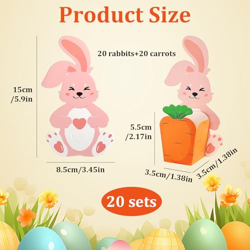 20 Stück Geschenkboxen Ostern,Kleine Schachteln mit Osterhase & Karotte Motiv Ostertüten Kreative Möhrenkisten zum Befüllen,Kleine Ostergeschenke für Erwachsene,Verpackung für Süßigkeiten Ostereier