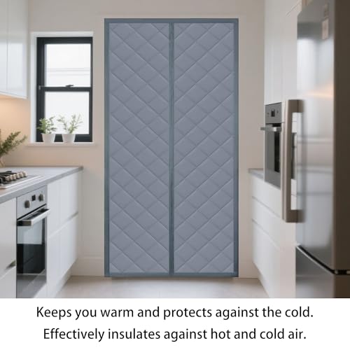 Rideau de porte thermique 91 x 226 cm isolation porte gris argenté de cave