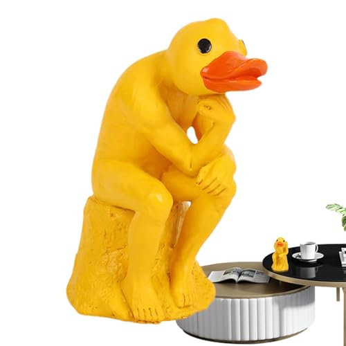 Weppduk Figurines de canard pensant, statue de canard pensant - Statue de canard - Décorations d'animaux amusantes, statues de canard pour la décoration de jardin, figures de canards en résine pour
