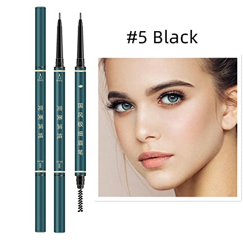 3 Pack Of Waterproof Eyebrow Pencil,Professional Makeup Micro Brow Pencil,Brow Kit With Eyebrow Brush And Razor,Ultra-Fine Mechanical Pencil (Black) #TOP1