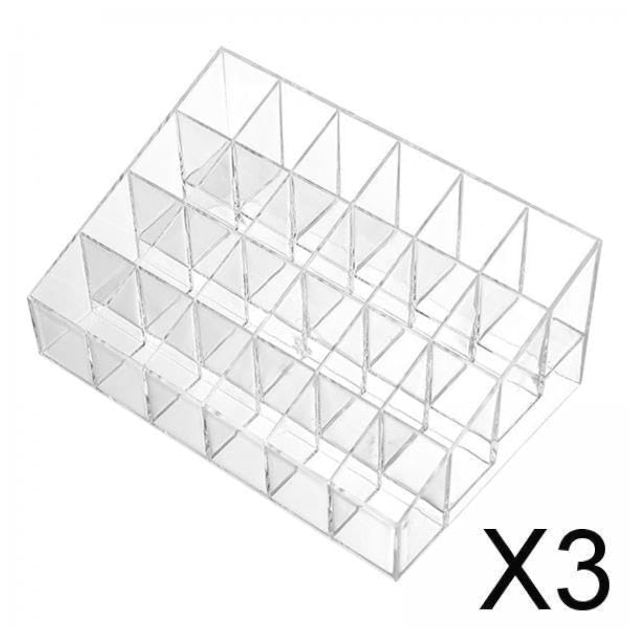 3X Lipstick Holder Case Clear Acrylic Storage for 24 Lipsticks