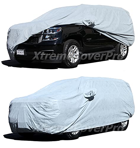 Image of All Weather Waterproof car Cover Good for rain Snow uv Protection dust Large Size SUV Sienna Escalade Tahoe Yukon X7 Sequoia Range Rover Pacifica Gray