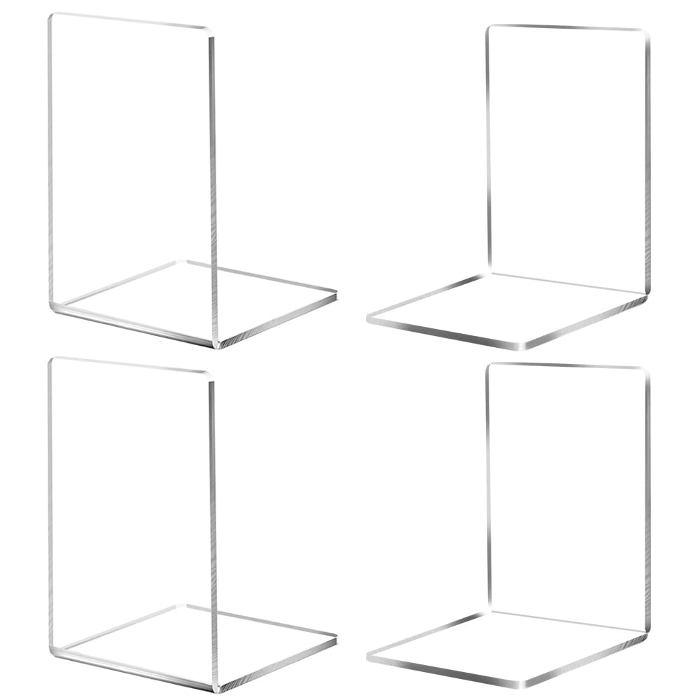 Juego de sujetalibros, sujetalibros de 4 sujetalibros acrílicos Transparentes. Adecuado para la Escuela, el hogar, la Oficina, la Biblioteca, el Dormitorio y la organización del Escritorio