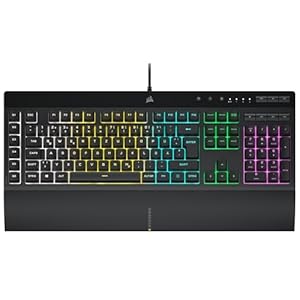 CORSAIR K55 RGB PRO Kabelgebundene Membrantastatur – IP42 staub- Und Spritzwassergeschützt – 6 Makro-Tasten Mit Elgato-Integration – iCUE-Kompatibel – QWERTZ DE – PC, Mac, Xbox – Schwarz